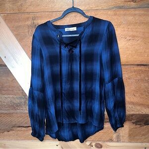 Philosophy Republic Clothing Women’s Small Plaid Blue Blouse